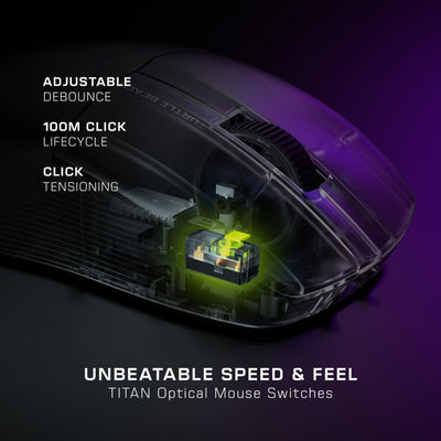 Turtle Beach Pure Air – Ultraleichte, kabellose und ergonomische RGB-Gaming-Maus, optischer Sensor mit 26.000 DPI, 125h Akkulaufzeit - Schwarz