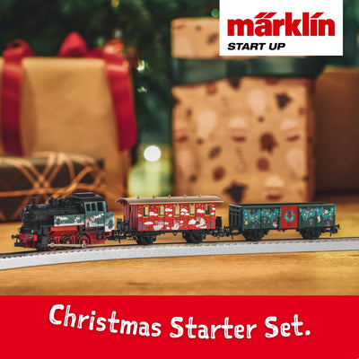 Märklin Start up 29124 - Startpackung Weihnachten mit Dampflok, Personenwagen und Güterwagen in weihnachtlicher Gestaltung, Spur H0, ab 6 Jahren - ideal für den Einstieg in die Modellbahnwelt