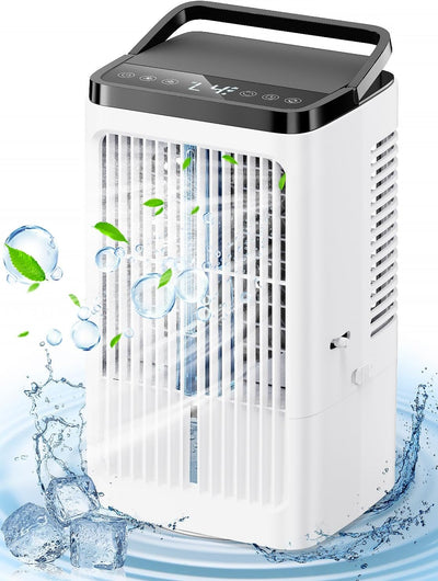 Mobile Klimaanlage, 1500ML-Ventilator, 4 Geschwindigkeiten, 7-farbige LED-Beleuchtung, 2 Sprühfunktionen und 1-8-Stunden-Timer – ideal für Schlafzimmer und Büros