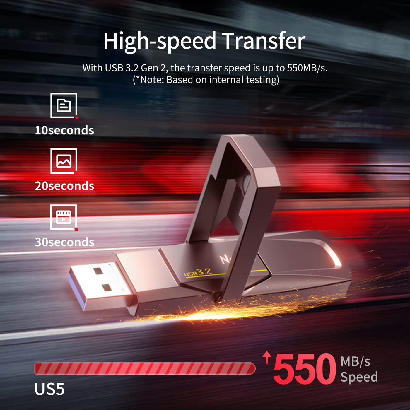 Netac US5 256GB Solid USB State Drive Externe tragbare USB SSD Typ-c und USB 3.2 Dual Interface Geschwindigkeit bis zu 550MB/s