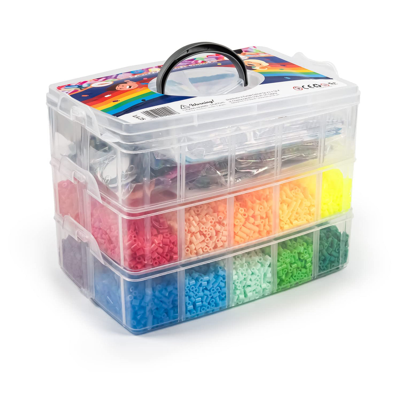 La Manuli Bügelperlenset 24000 Stück Bügelperlen mit Steckplatten, Vorlagen und Zubehör, 5mm Midi Größe (20 Farben + im Dunkeln Leuchten) XXL Bastel Set für Jungen und Mädchen