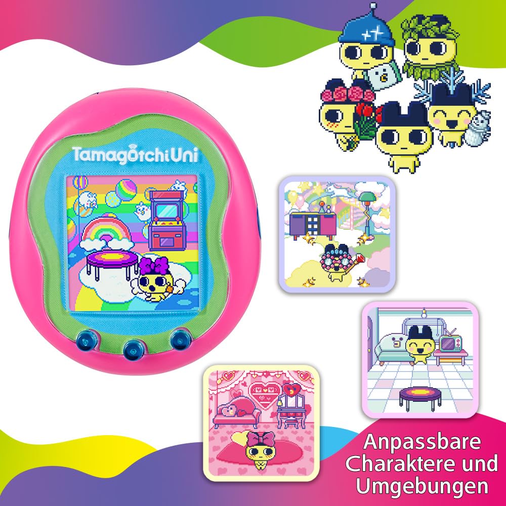 BANDAI - Tamagotchi Uni - Verbindungsfähiges Tamagotchi mit Armbanduhr - Virtuelles Haustier - Rosa Modell - 43351, (NT43351)