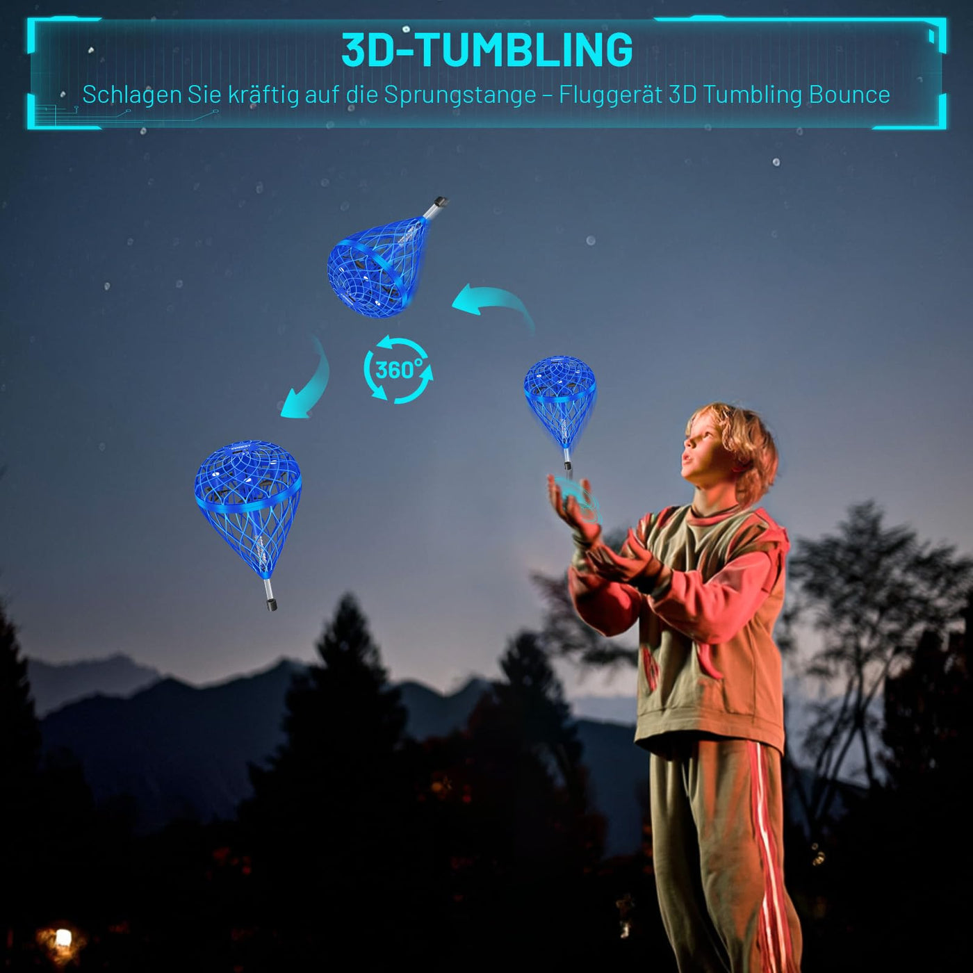 Fliegender Ball Spielzeug, 360° handgesteuerte Mini-Drohne für Kinder Spielzeug ab 6-12 Jahren, Droleapfly Magic Hover Ball mit Hüpfmodus, Flugzeug Drone Geschenke für Jungen