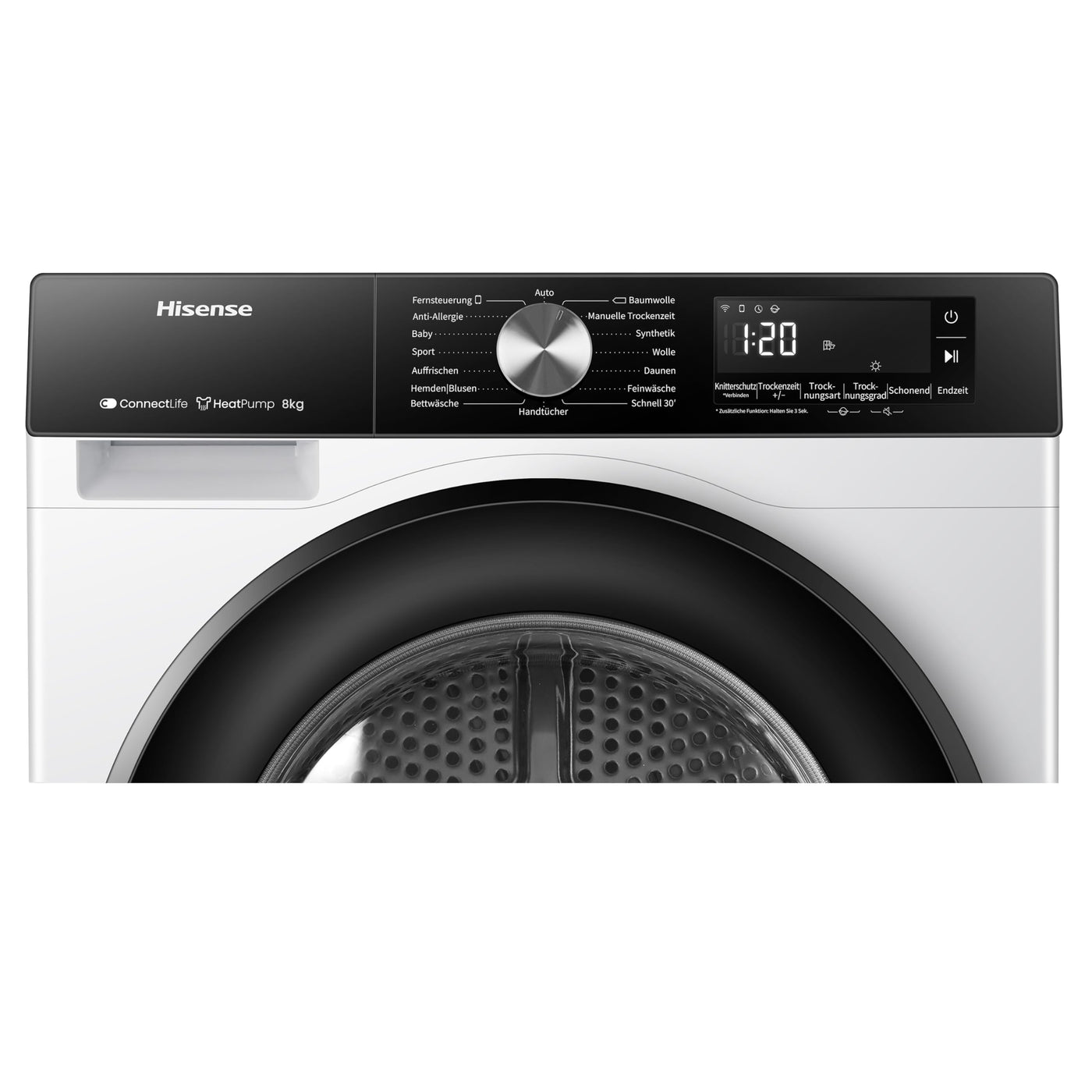 Hisense DH3S802BW3, 8KG, Kondensation mit Wärmepumpe, 16 Programme, ConnectLife, TwinAir, Weiß, Energieeffizienzklasse C