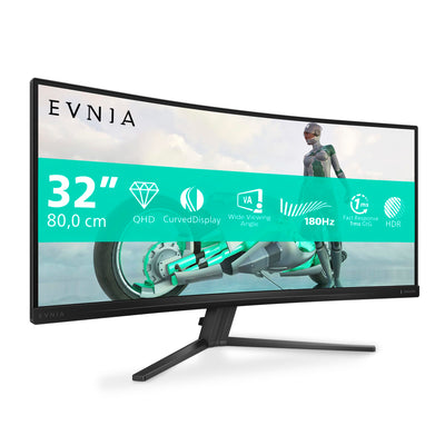 Philips Evnia 34M2C3500L - 32 Zoll WQHD Curved Gaming Monitor, 180 Hz, 0.5 ms, FreeSync Premium, HDR10 (3440x1440, 2X HDMI, DisplayPort) dunkel grau