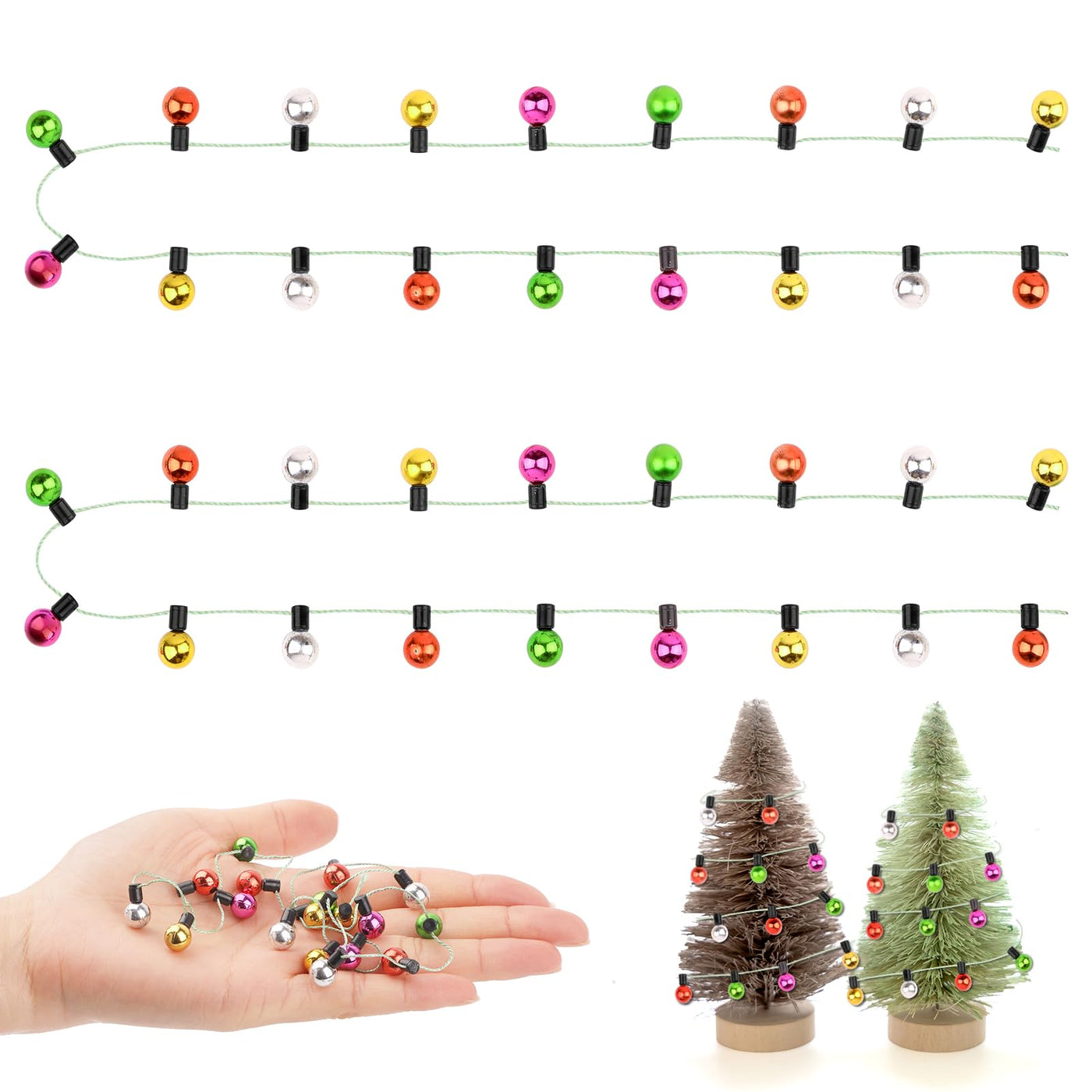 2 Stücke Wichtel Lichterkette Miniatur, 90cm Wichtel Zubehör Lichterkette, Puppenhaus Zubehör, Miniatur Bunte Lampe für Weihnachtsdeko Puppenhaus Möbel, Kinder Geschenk