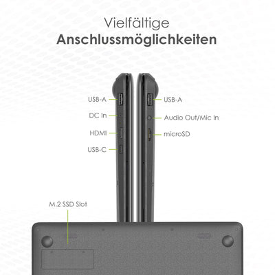 VALE V14E-4128D Notebook | 14" Full-HD IPS | Intel® Celeron® N4020 Prozessor | 4 GB RAM | 128 GB eMMC + M.2 SSD Slot | Windows 11 Home (V14E-4128D)