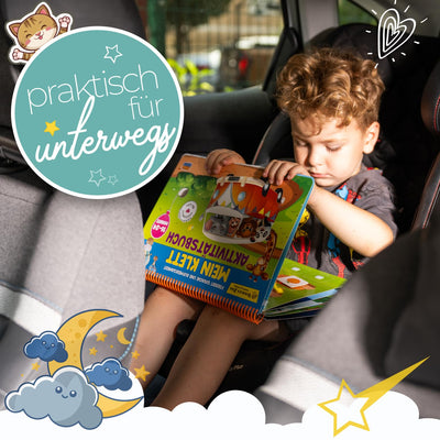 Montessori Spielzeug Buch für Kinder ab 16-24 Monaten, Quiet Book Lernspiel mit Klett-Sticker Funktion. Beschäftigung Busy Book für Mädchen und Jungen, das Spielzeug und Buch in einem vereint