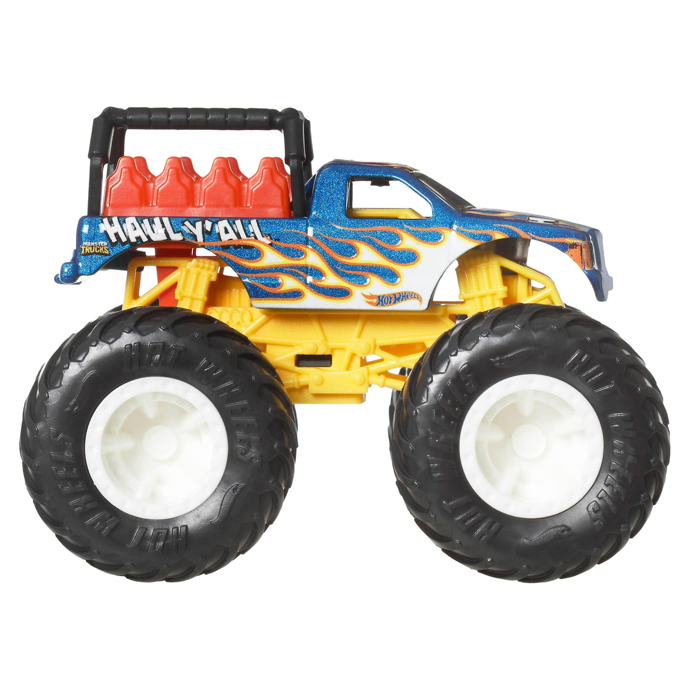 Hot Wheels Monster Trucks im Maßstab 1:64, Spielzeug-Trucks, 4er-Set, riesige Räder, Lieblingscharaktere und Coole Designs, JGD65