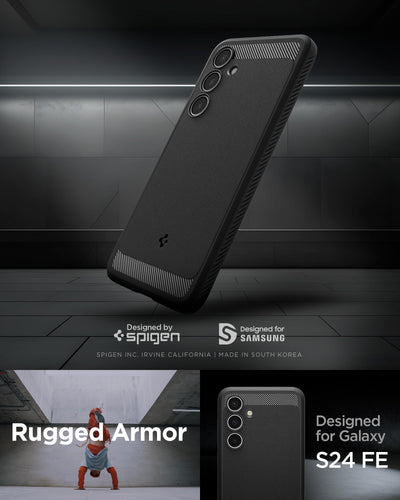 Spigen Rugged Armor Hülle Kompatibel mit Samsung Galaxy S24 FE -Schwarz