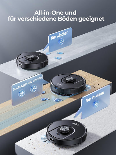 Laresar Clean Saugroboter mit Wischfunktion, Saugroboter mit LiDAR Navigation, Live-Karte, 5000Pa Staubsauger Roboter Mars01 bis zu 180Min, Ideal für Tierhaare, Teppich, Hartboden