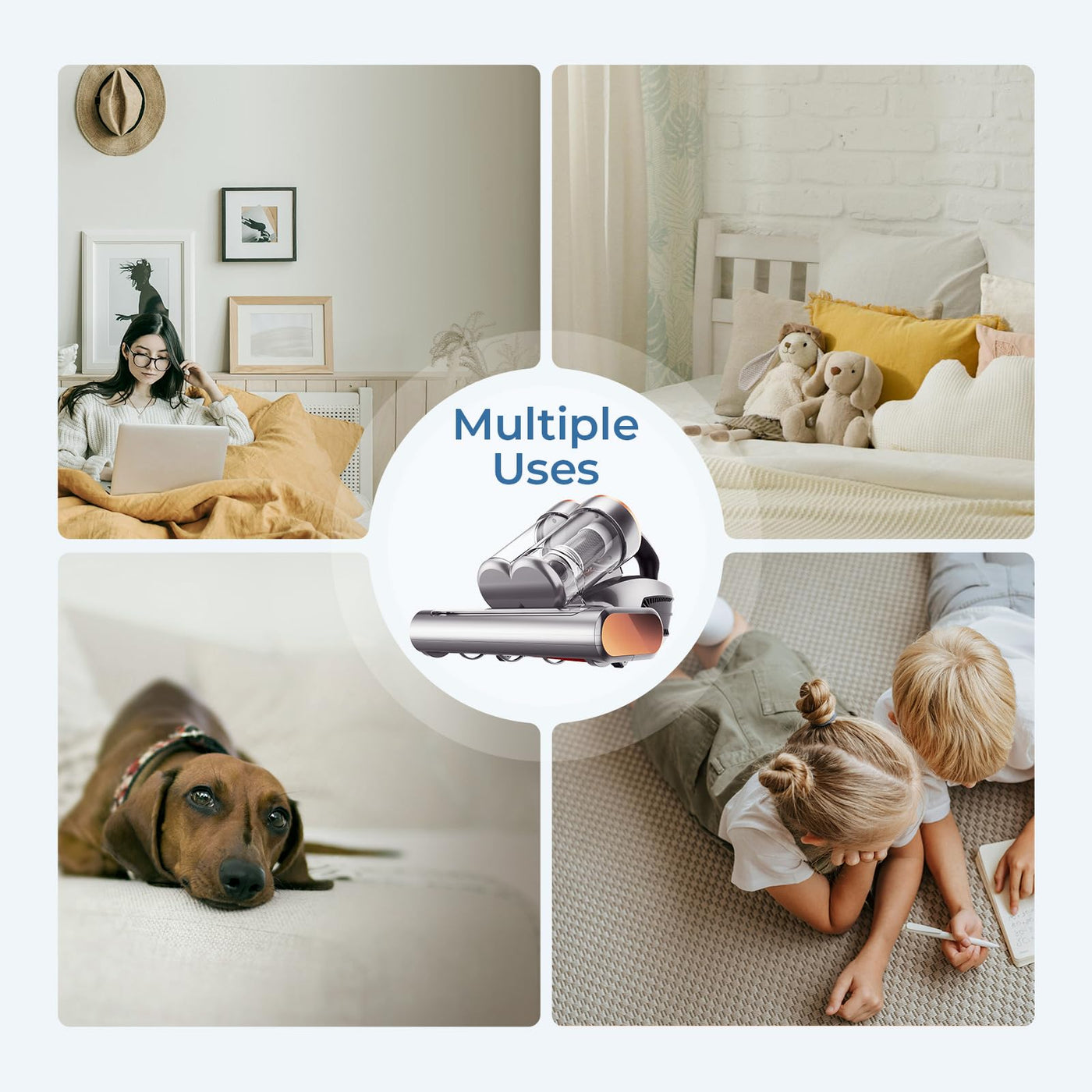 JIGOO S300 Pro Milbensauger mit Staubmilben-Sensor und Intelligente LED-Anzeige, 500W Milbenstaubsauger mit UV-Licht, Für Allergiker, entfernt 99,9% der Allergene, für Matratzen, Betten, Sofas