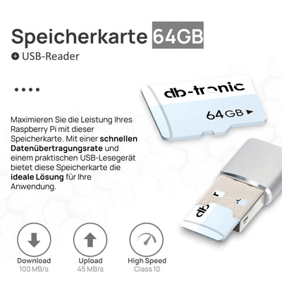 Raspberry Pi 3 B Starter-Set | Netzteil | Gehäuse | 64GB SD-Karte | HDMI Kabel 1m | USB-Kartenleser | Kühlkörper | Raspberry Pi 3 B 1GB RAM