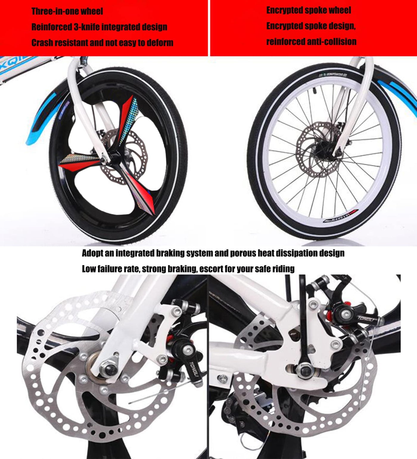 klapprad 20 zoll Erwachsene,6-Gang-Antrieb,leichter Aluminiumrahmen,faltbares kompaktes Fahrrad Doppelte Stoßdämpfung vorne und hinten,stabiles Fahren,rutschfester und verschleißfester Reifen/Schwarz