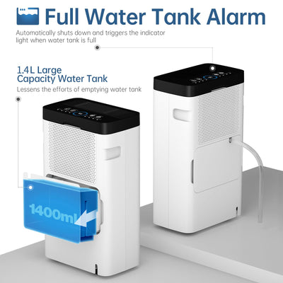 Luftentfeuchter 12L, Elektrisch Entfeuchter für 100m³(~20m²), Luftentfeuchter Keller, Timer, Automatisches Abtauen, Trockene Kleidung, Kontinuierlicher Abfluss (12 L/T - 20 m²)
