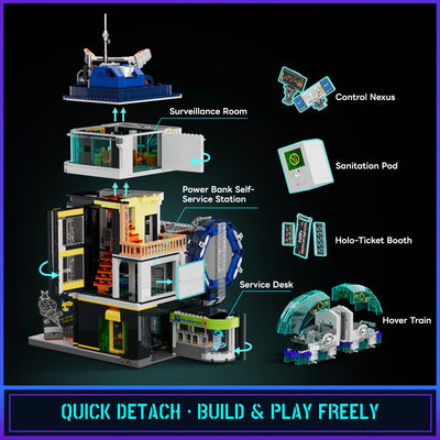 Lumibricks Cyberpunk Schwebezug-Station Baustein-Set