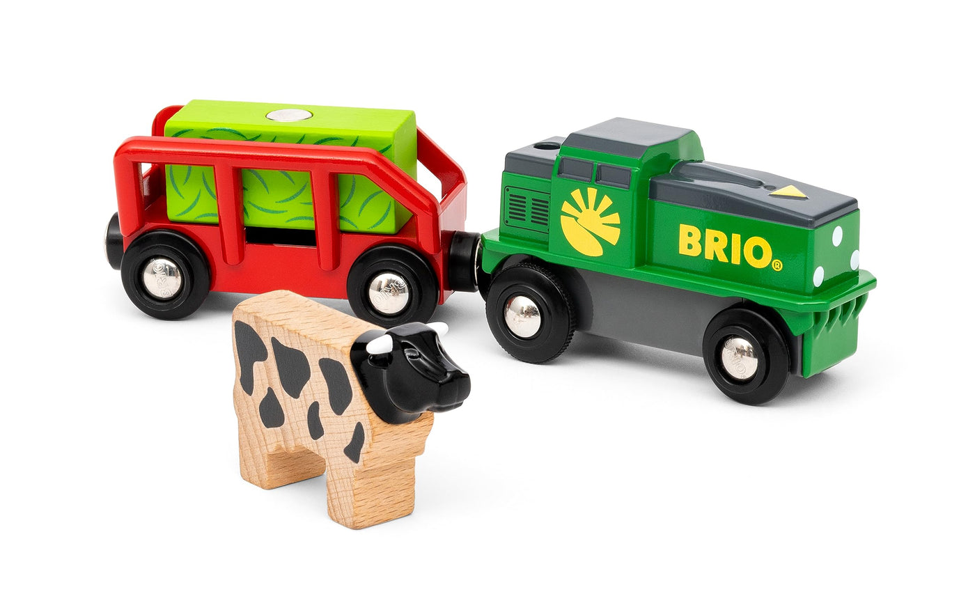 BRIO World - 36018 Bauernhof-Batteriezug - Batteriebetriebener Spielzeugzug für Kinder ab 3 Jahren