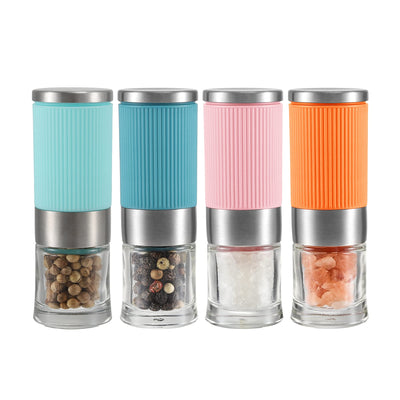 Vevok Chef Mini Salz- und Pfeffer-Mühlen Set 4tlg Gewürzmühle Klein und Verstellbares Keramik-Mahlwerk Salz Pfeffer-Streuer für Küche Camping Geschenk