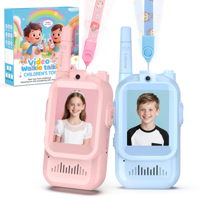 Video Walkie Talkie Kinder,2er Set Walky Talky Aufladbar,Spielzeug 3-12 Jahren Junge,5km Walki Talki für Abenteuer im Freien,Camping Wandern