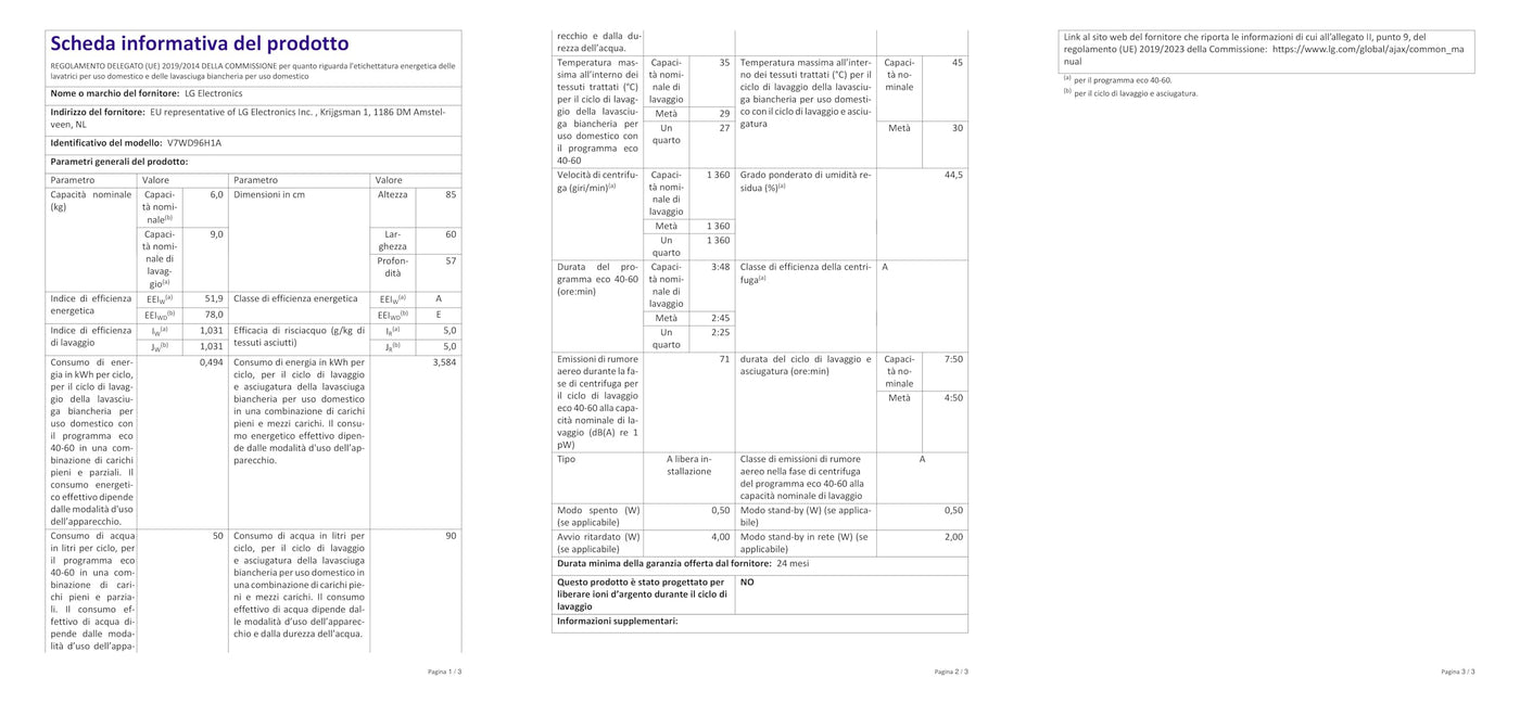 LG Electronics V7WD96H1A Waschtrockner mit AI DD | 9 kg Waschen | 6 kg Trocknen | 1400 U/Min | Steam | TurboWash 360° | Neue Wohlfühl-Trommel | Wi-Fi-Funktion | Weiß