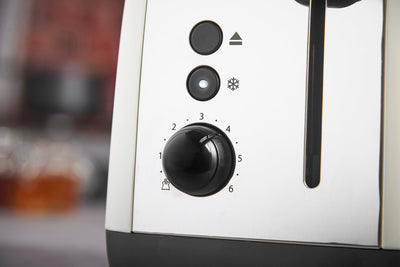 Russell Hobbs Toaster [für 2 Scheiben] Colours Plus Edelstahl Creme (extra breite Toastschlitze, inkl. Brötchenaufsatz, 6 Bräunungsstufen + Auftaufunktion, Lift & Look-Funktion, 1600W) 26551-56
