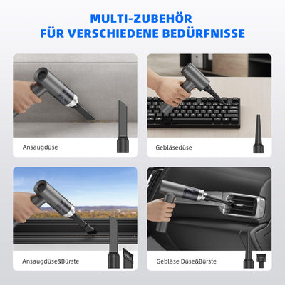 Quilted Northern Handstaubsauger, 15000Pa Akku Handstaubsauger USB-C Wiederaufladbarer, Mini Staubsauger mit Bürstenlosem Motor, Handstaubsauger Kabelloser Nass und Trocken für Auto und Küche