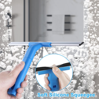 Mitclear Fensterreiniger Set (30cm), Silikon-Fensterabzieher + Mikrofaser-Fensterwischer, Professioneller Fensterreinigungsset für Bad, Dusche, Auto, Glas