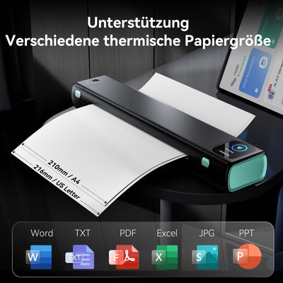 Phomemo M08D Touchscreen Mobiler Drucker, Bluetooth Thermodrucker A4, Rechnungen, Reisedrucker, Mini Tragbarer Drucker Kompatibel mit Phone, Monochromer Nur Thermopapie(M08F Upgrade)