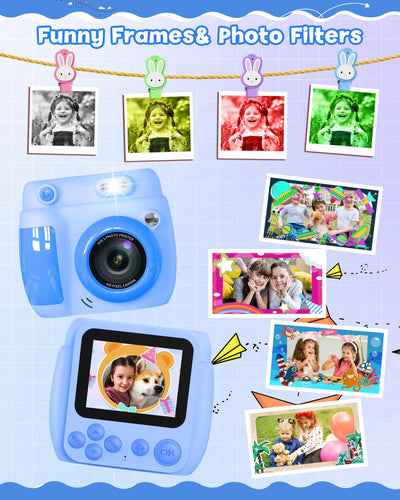 Gofunly Sofortbildkamera Kinder, 2.4 Zoll Bildschirm Kinderkamera Sofortbildkamera mit 32GB Karte & Druckpapier, Kamera Kinder Sofortdruck HD 1080P, Camera mit Fotos Drucken Geschenk für 3-12 Jahre