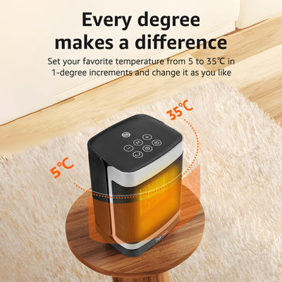 Taylor Swoden Heizlüfter Energiesparend Thermostat, 1500W PTC Keramik Heizlüfter, Klein Heizung Elektrisch mit Fernbedienung, Leise, 24-Std-Timer, 70°Oszillierend, 4 Modi Heizstrahler