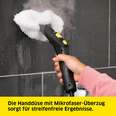 Kärcher Dampfreiniger SC 4 EasyFix, Dampfdruck: 3,5 bar, Aufheizzeit: 4 min., Leistung: 2.000 W, Flächenleistung: 100 m², 2-Tank-System: 0,5 l + 0,8 l, mit Bodenreinigungsset , Düsen und Bezüge