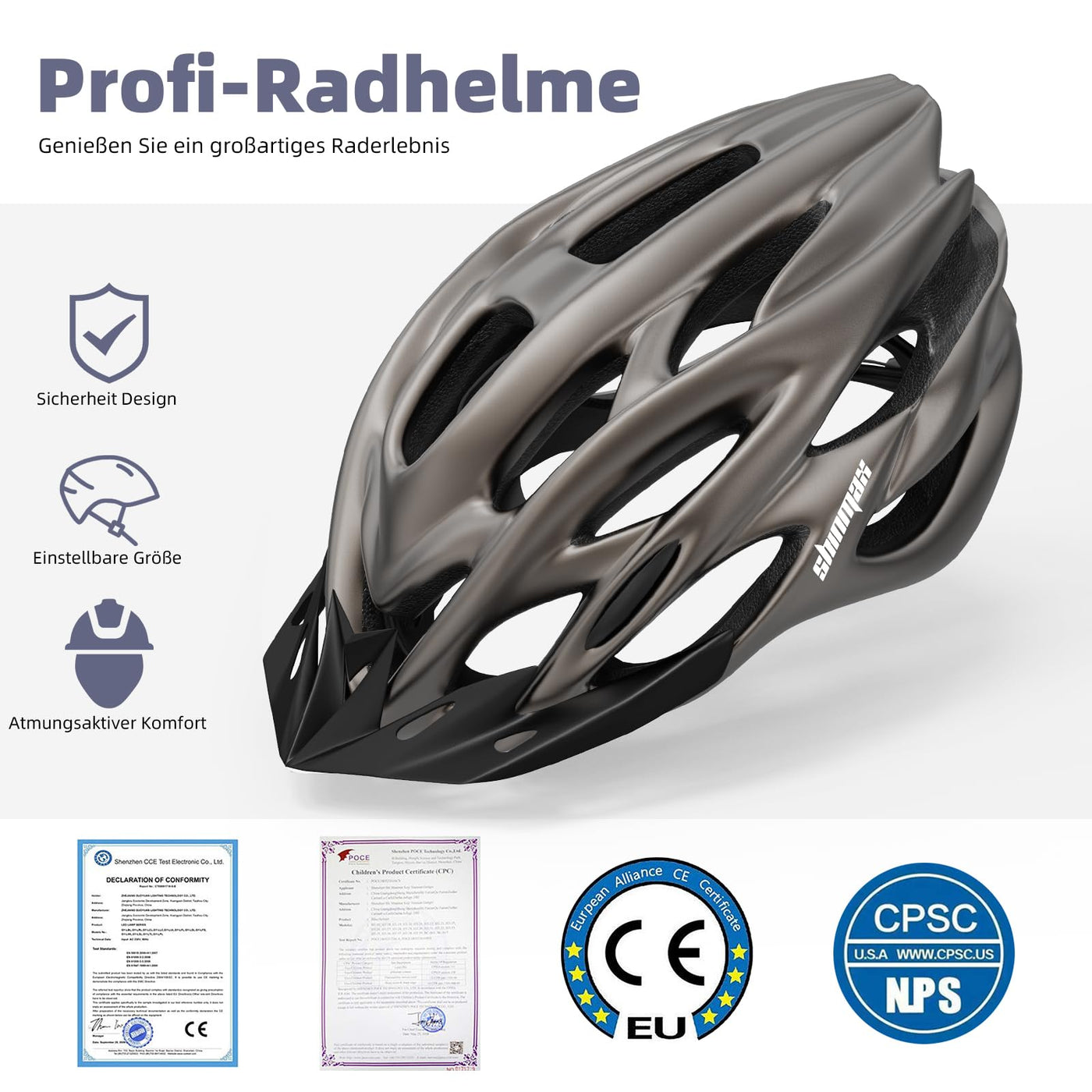 Shinmax Fahrradhelm Herren Fahrradhelm Damen Fahrradhelm mit Visier Abnehmbarer Fahrradhelm mit Licht MTB Fahrrad Helm Erwachsenen Unisex Mountainbike Helm Radhelm Rennradhelm 57-62cm