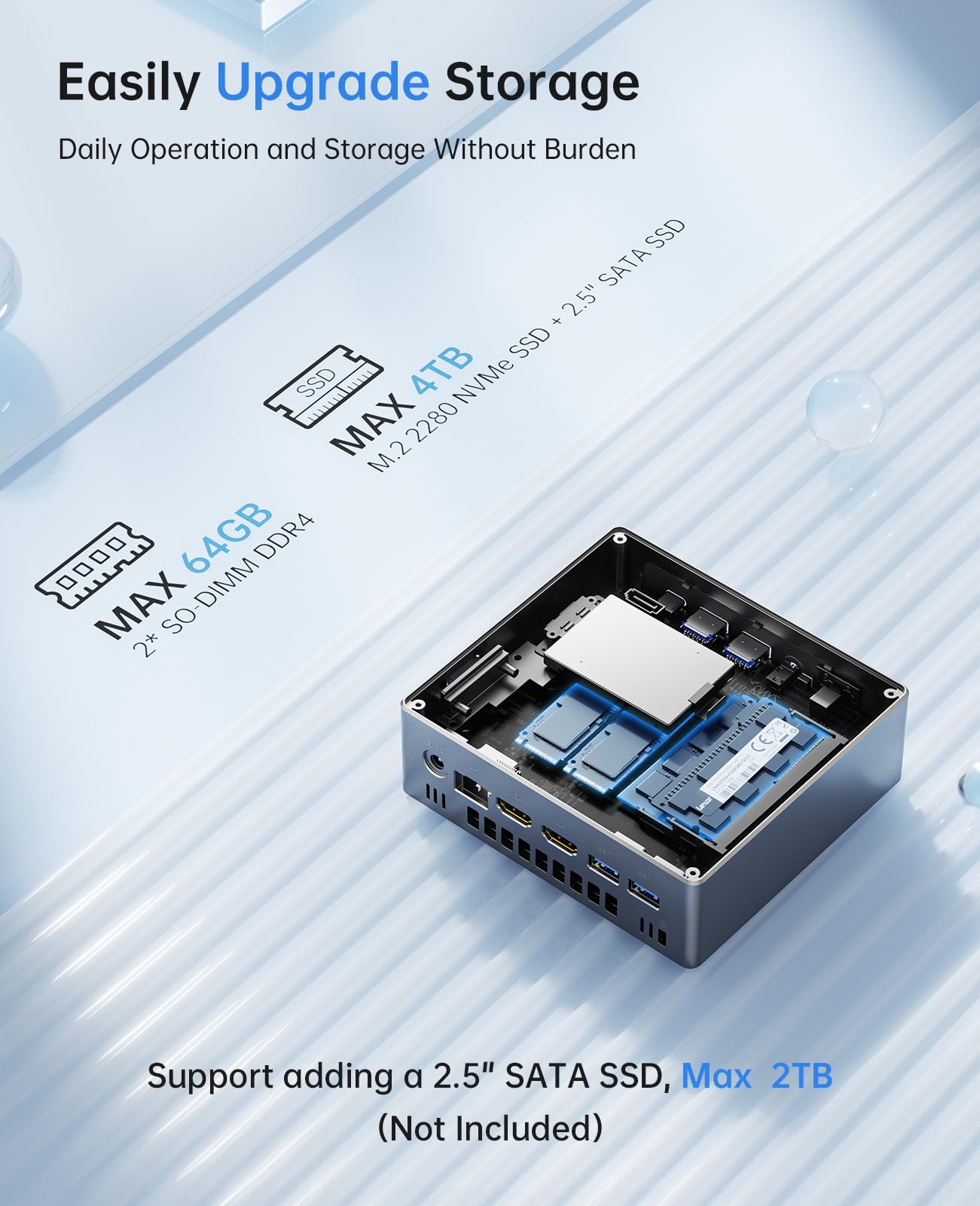 NiPoGi CK10 Mini PC 32 GB DDR4 RAM, Ιntel i5-12450H (bis zu 4,4GHz, 8C/12T) Mini PC WiFi 6, 1024 GB (1 TB) M.2 SSD Mini-Desktop-Computer, 4K UHD Triple Display/BT 5.2/USB 3.2 für Büro/Geschäft/Schule