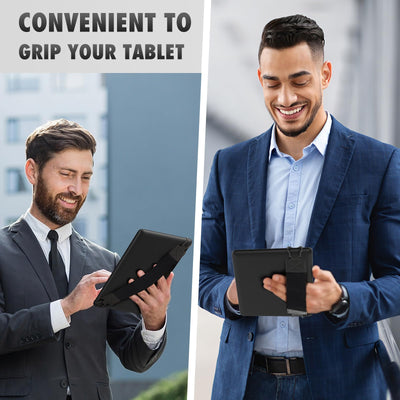 MoKo Handschlaufe für 9" - 11" iPad/iPad Pro oder Air/Kindle Fire HD/Samsung/Lenovo Tablet - Elastisches Halteband mit Tragbarer Tablet Fingerhalterung - Schwarz Gurt