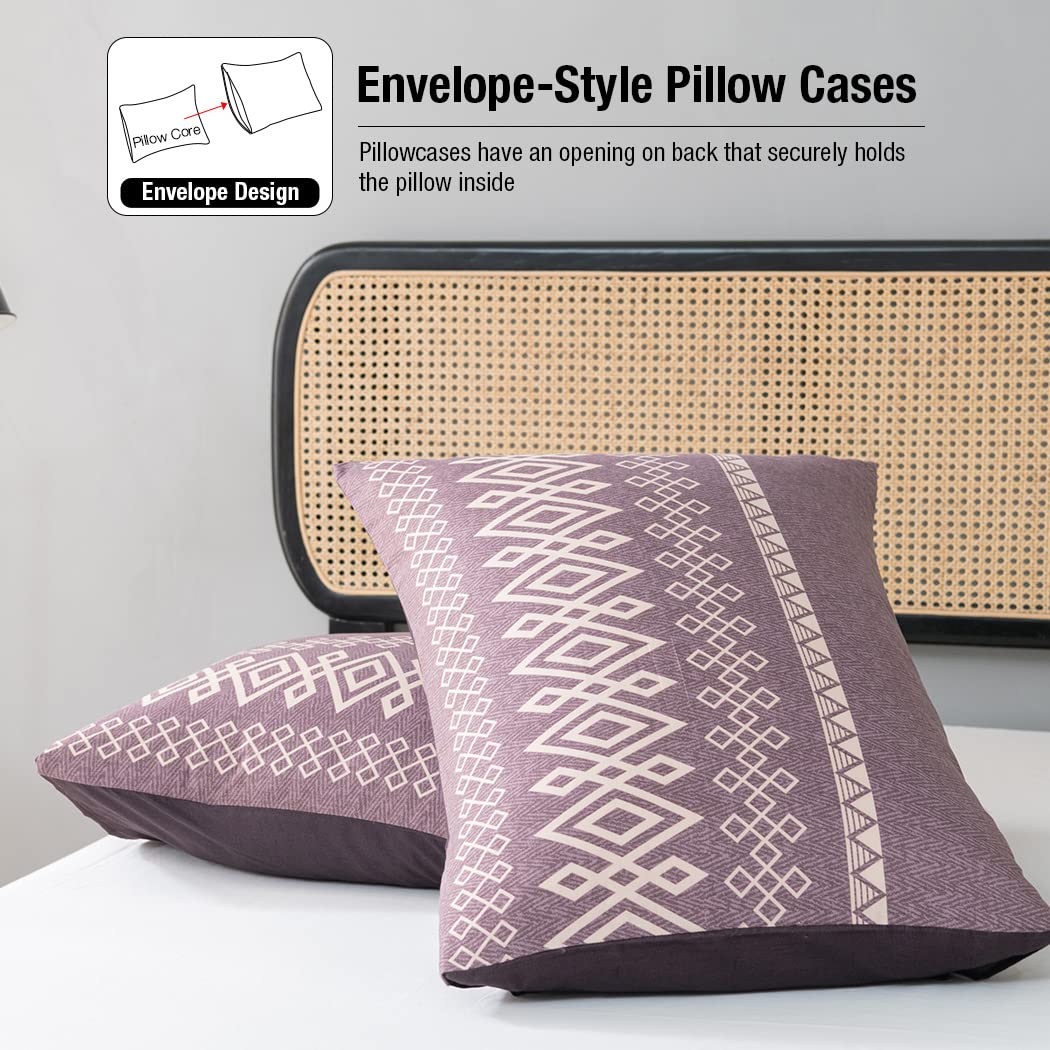 Lekesky Bohemian Bettwäsche 200x200 cm 3 Teilig - Bettbezug mit Reißverschluss und 2 Kissenbezug 80x80cm, Rosa