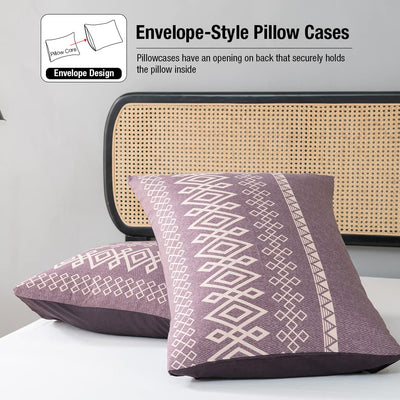 Lekesky Bohemian Bettwäsche 200x200 cm 3 Teilig - Bettbezug mit Reißverschluss und 2 Kissenbezug 80x80cm, Rosa