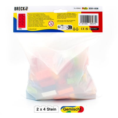 Lego Steine 2x4 Bunt, 100 Stück - Einzelne Lego Basis Bausteine Bunt Gemischt, Grundbausteine für Legoplatte und Bausteine Classic Box, Legosteine Classic ab 4 Jahre | Basic Bricks (3001)