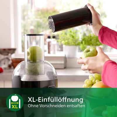 Philips Entsafter – 800W, 2L, HomeID-Rezepte-App, XL-Einfüllöffnung, QuickClean (HR1856/70), ‎15 x 18 x 13 cm, Schwarz