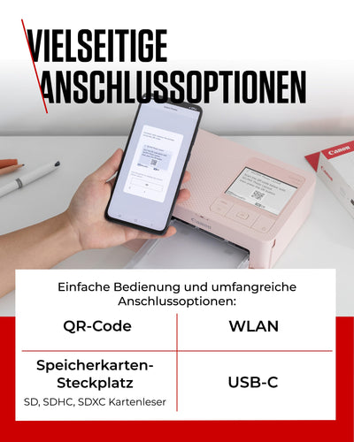 Canon SELPHY CP1500 Mobiler Fotodrucker mit Papierset, Weiß - Drahtloser Bluetooth-Drucker mit Zubehör - Kompakt und Leicht - Mi 54 Blatt Papier im 4x6 Postkartenformat