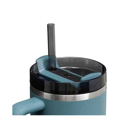 Stanley Quencher H2.0 FlowState Trinkflasche mit Strohhalm 1.2L - Thermobecher Kühlt 11 Stunden - 48 Stunden Eisgekühlt - Spülmaschinenfest - Thermosflasche BPA Frei - Kaffeebecher To Go - Blue Spruce