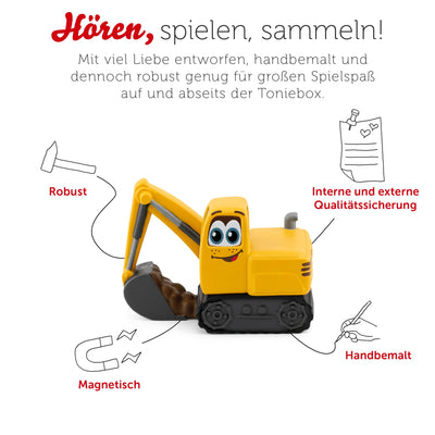 tonies Hörfigur für Toniebox, Sing Kinderlieder – Bagger Mats & Seine Freunde: Die schönsten Fahrzeuglieder, Kinderlieder für Kinder ab 3 Jahren, Spielzeit ca. 60 Minuten