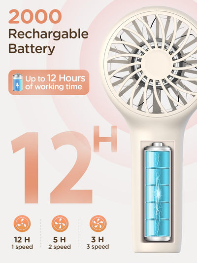 EasyAcc Handventilator Tragbarer, Handventilator Mini Kinder Ventilator Akku Aufladbar Leise Klein Taschenventilator mit 3 Geschwindigkeiten für Frauen Kinder Reisen Make-up Wimpernfächer für Mädchen