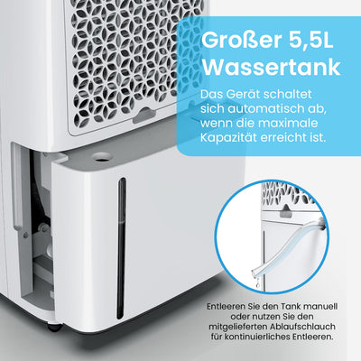 Pro Breeze Luftentfeuchter 20L in 24h Entfeuchtungsleistung - Raumgröße ca. 195m³ (~30 m²) - mit 4 Betriebsarten, Digitalanzeige, Ablaufschlauch, Wäschetrocknung, Timer - Gegen Feuchtigkeit, Schimmel
