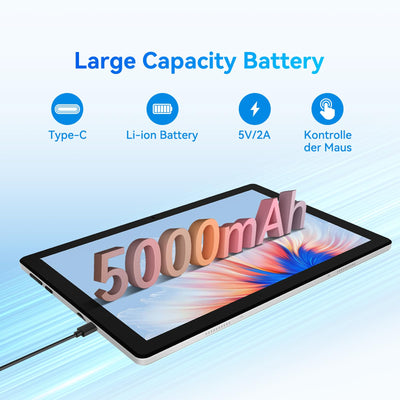 MUISOO Android 14 Tablet, Octa-Core 10 Zoll, 10 GB + 64 GB (erweiterbar auf 1 TB), Android Tablet mit Bluetooth 5.3, WiFi 6, Dual-Kamera, 5 MP + 8 MP, Face ID, 4G Wireless Dongle (Weiß)