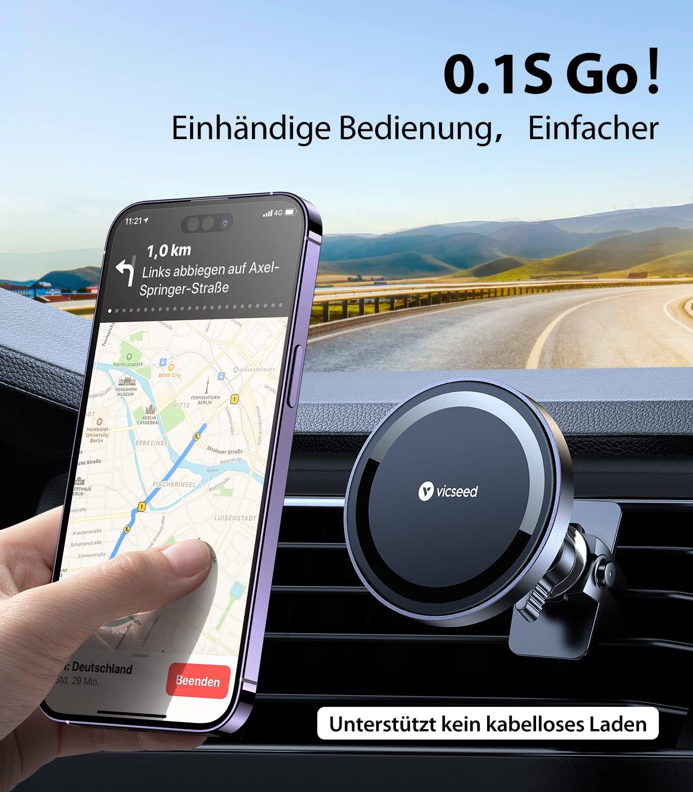 VICSEED Handyhalterung Auto Magnet Lüftung für Magsafe Autohalterung [Starker Magnet mit 20 xN55] Magnetische KFZ Handy Halterung Kompatibel für iPhone 17 16 15 14 13 12 Pro Max Samsung S25 Ultra