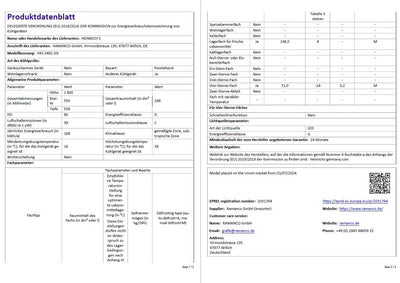 Heinrich´s Kühlgefrierkombination 269 Liter, Kühlvolumen 198L, Gefrierfach 71L,LED Beleuchtung,Kühlschrank Türanschlag wechselbar, leise 39dB,große Tiefkühlboxen, 7 Temperaturstufen, (schwarz-inox)