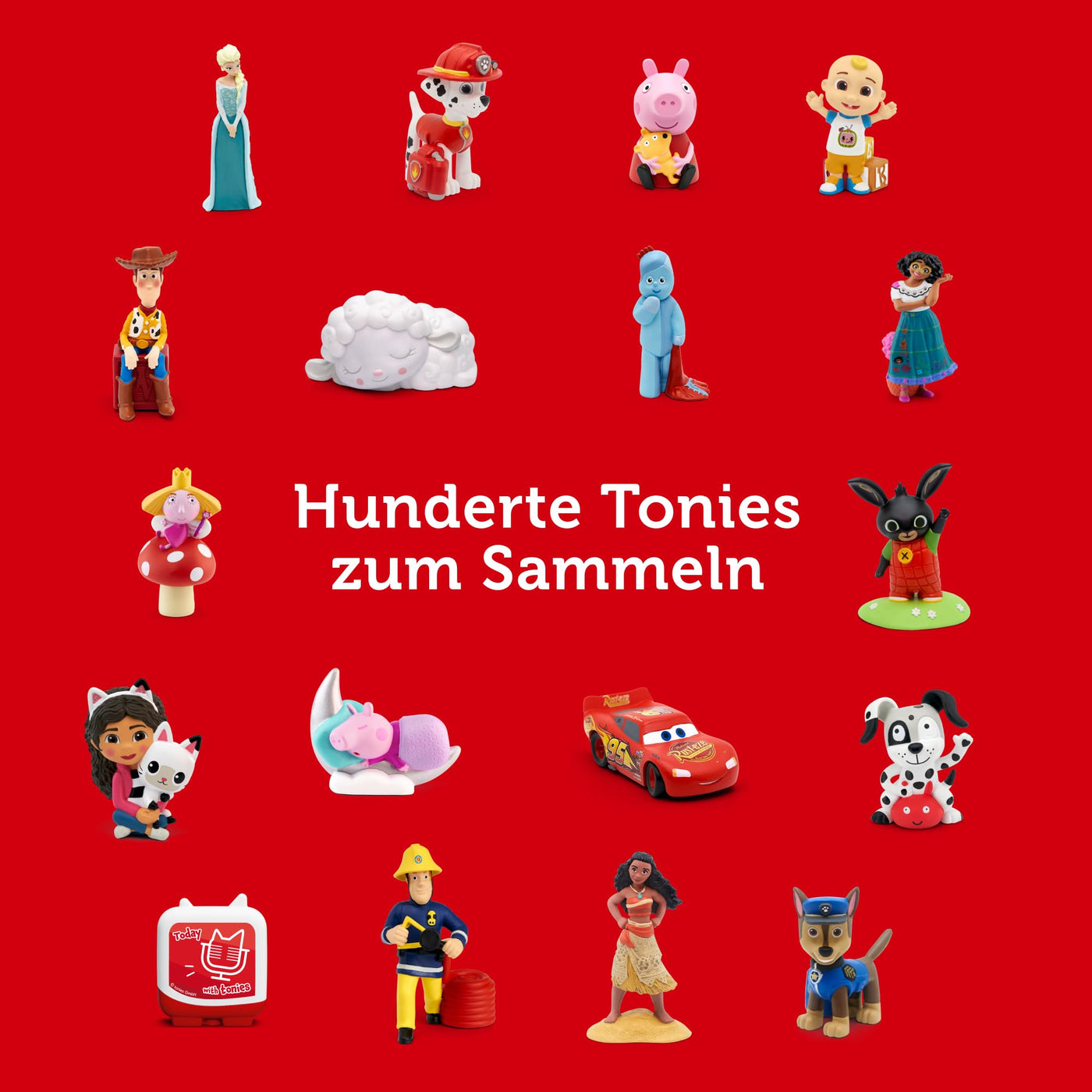 Toniebox Extrapack – Toniebox Starterset Rot + 4X Peppa Pig Hörfiguren, Audioplayer für Hörbücher und Lieder, einfach zu bedienende Musikbox mit Peppa Wutz Hörspiel für Kinder ab 3 Jahren
