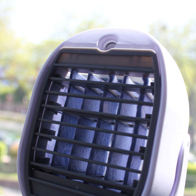 FISHTEC Mini-Klimagerät – Zerstäuber und Luftkühler – tragbarer Ventilator wiederaufladbar USB – 3 Geschwindigkeitsstufen – leise – 2 Wassertanks – 360 ° drehbar – ohne Ablauf