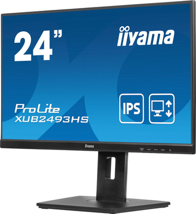 iiyama Prolite XUB2493HS-B6 60,5cm 23,8" IPS LED-Monitor Full-HD 100Hz HDMI DP Slim-Line Höhenverstellung Pivot schwarz