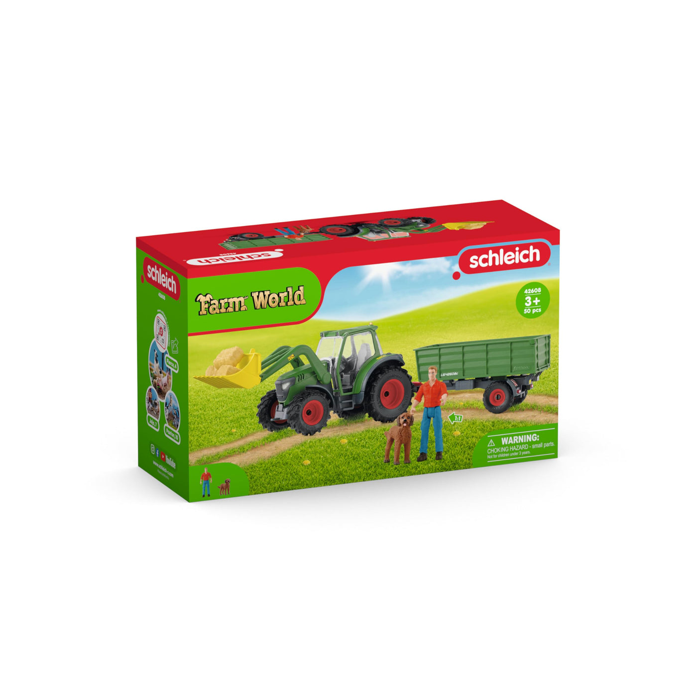 SCHLEICH 42608 Traktor mit Anhänger, ab 3 Jahren, Farm World - Spielset, 50 Teile